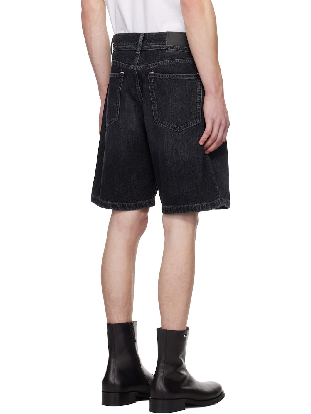 Black Loose Fit Denim Shorts - 3