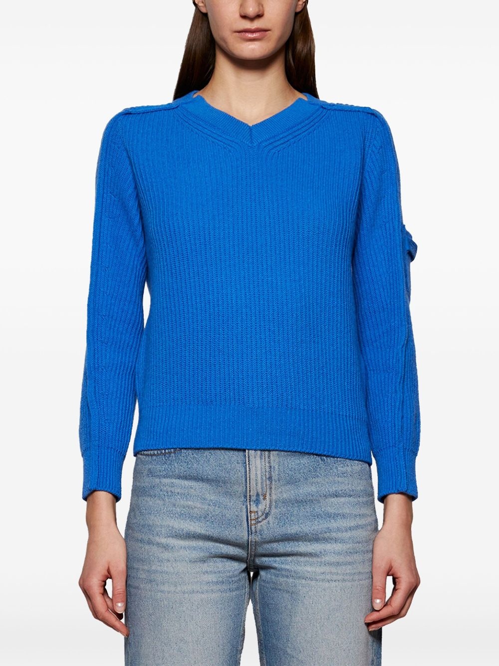 V-neck knitted sweater - 3
