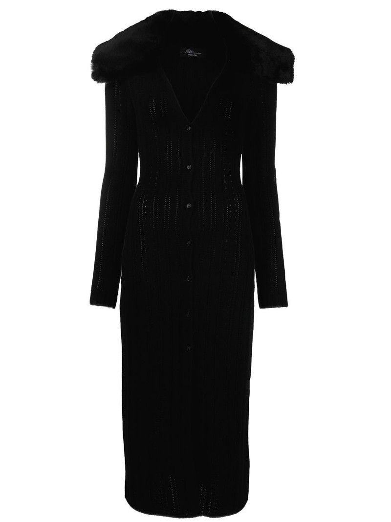 faux-fur collar knitted dress 1