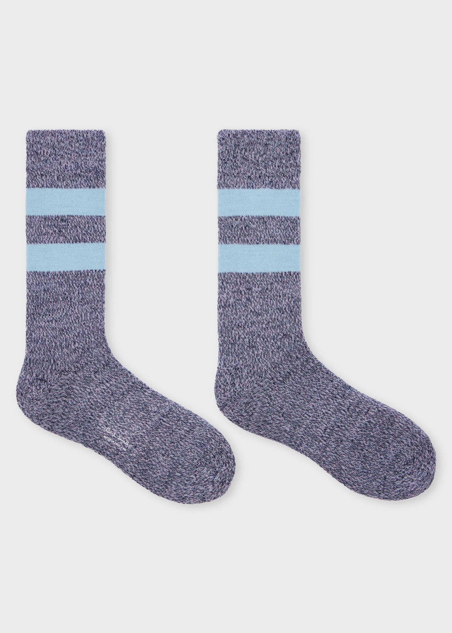 Navy and Light Blue Twisted Wool-Blend Socks - 2