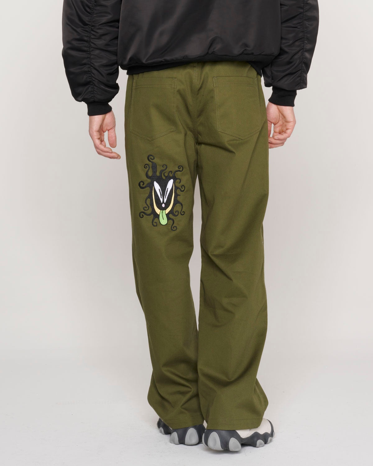 Twisted Snout Embroidered Pant - Olive - 10