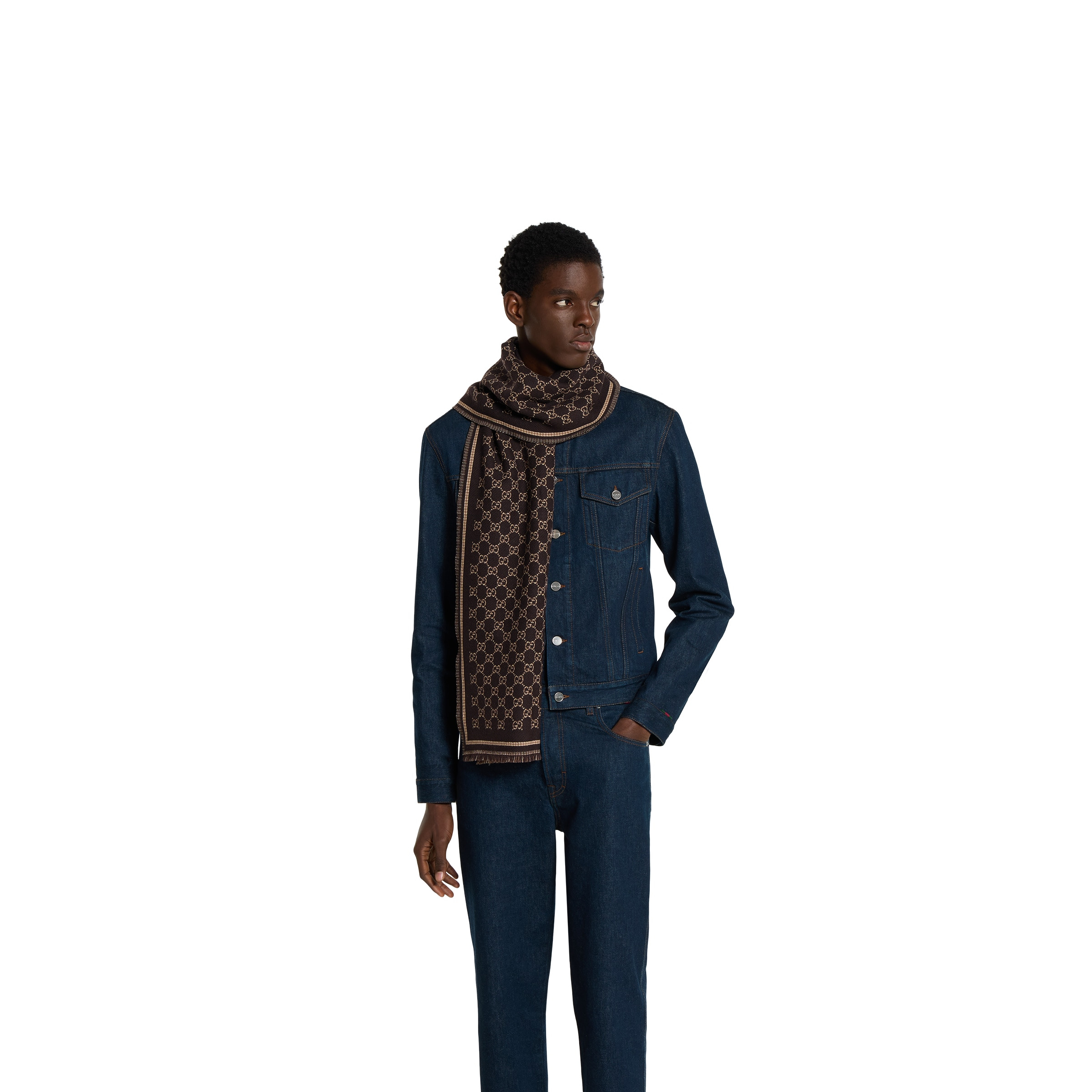 GG wool jacquard scarf - 3