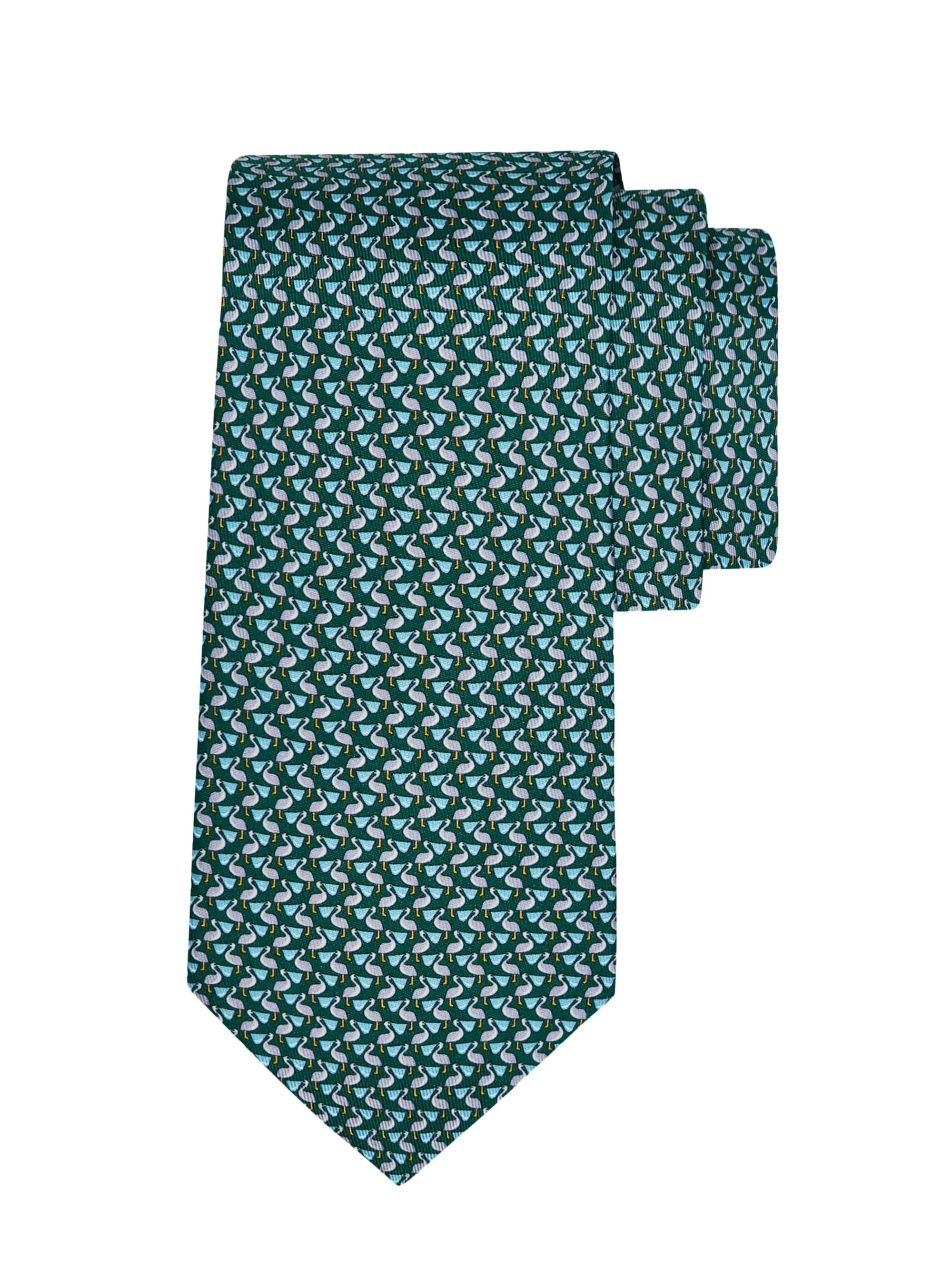 Men's Bea Pelicans Silk Tie - Green - 1