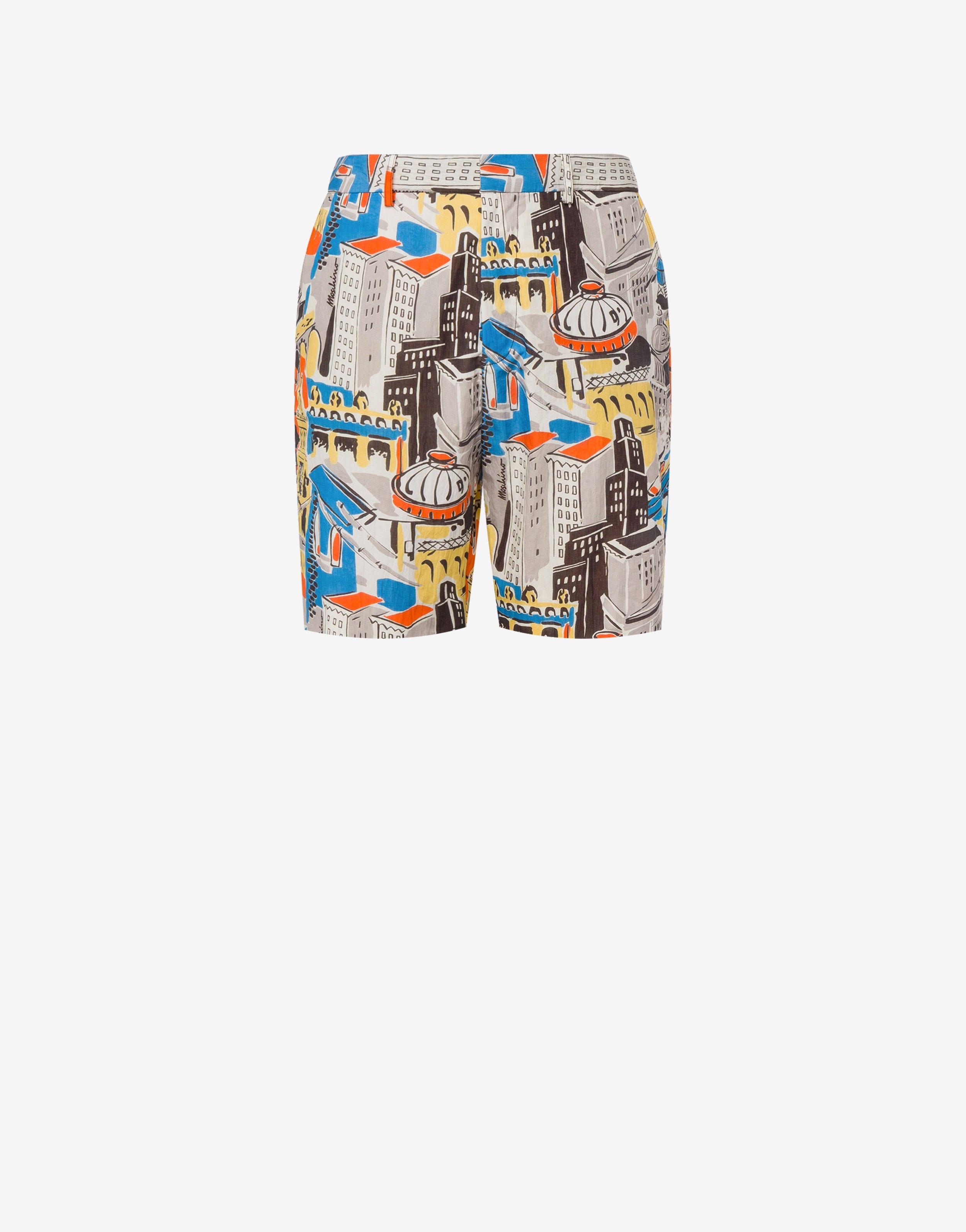 CITY PRINT NYLON BERMUDA SHORTS - 1