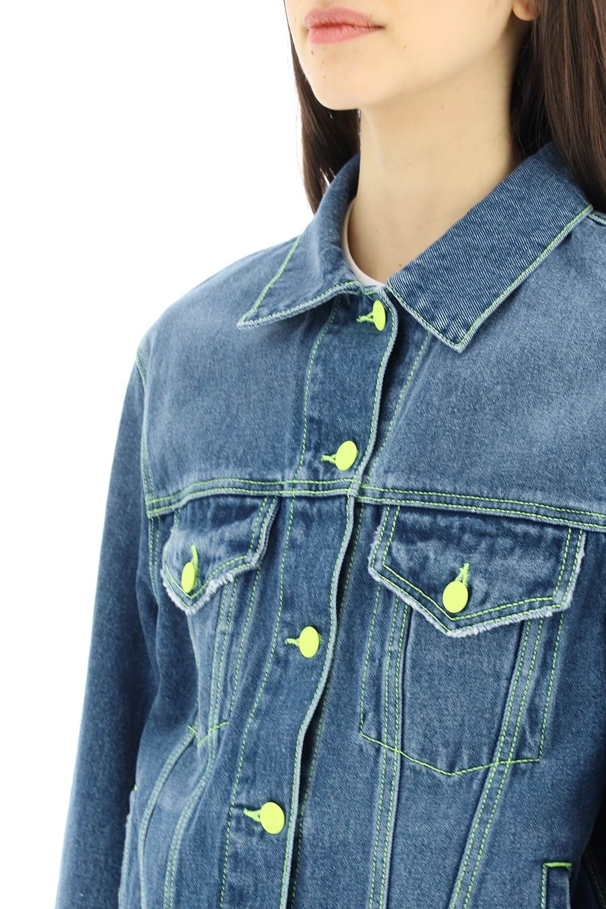 DENIM JACKET WITH FLUORESCENT STICHING - 5