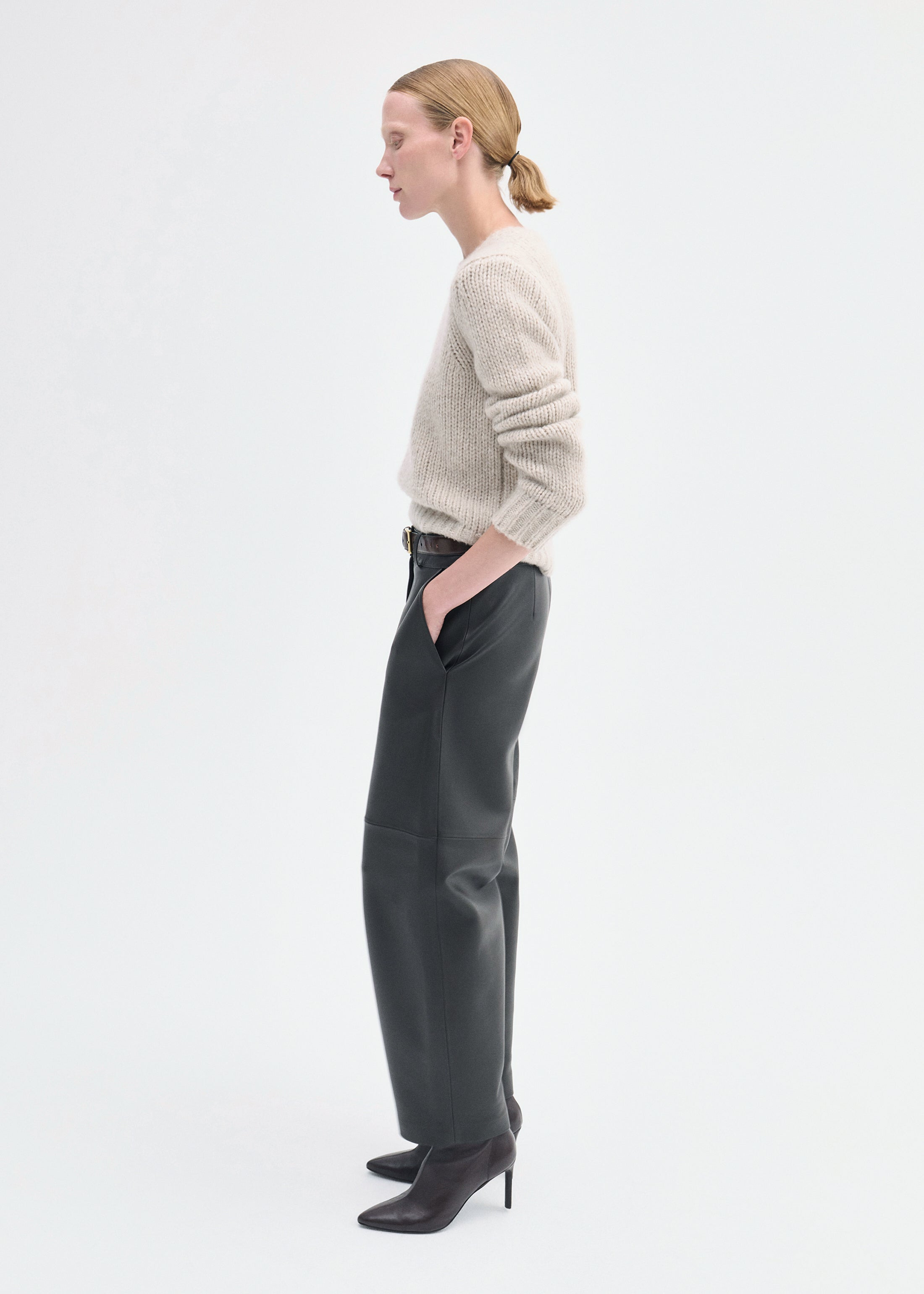 Fitted Crew Sweater in Cashmere Silk - 3