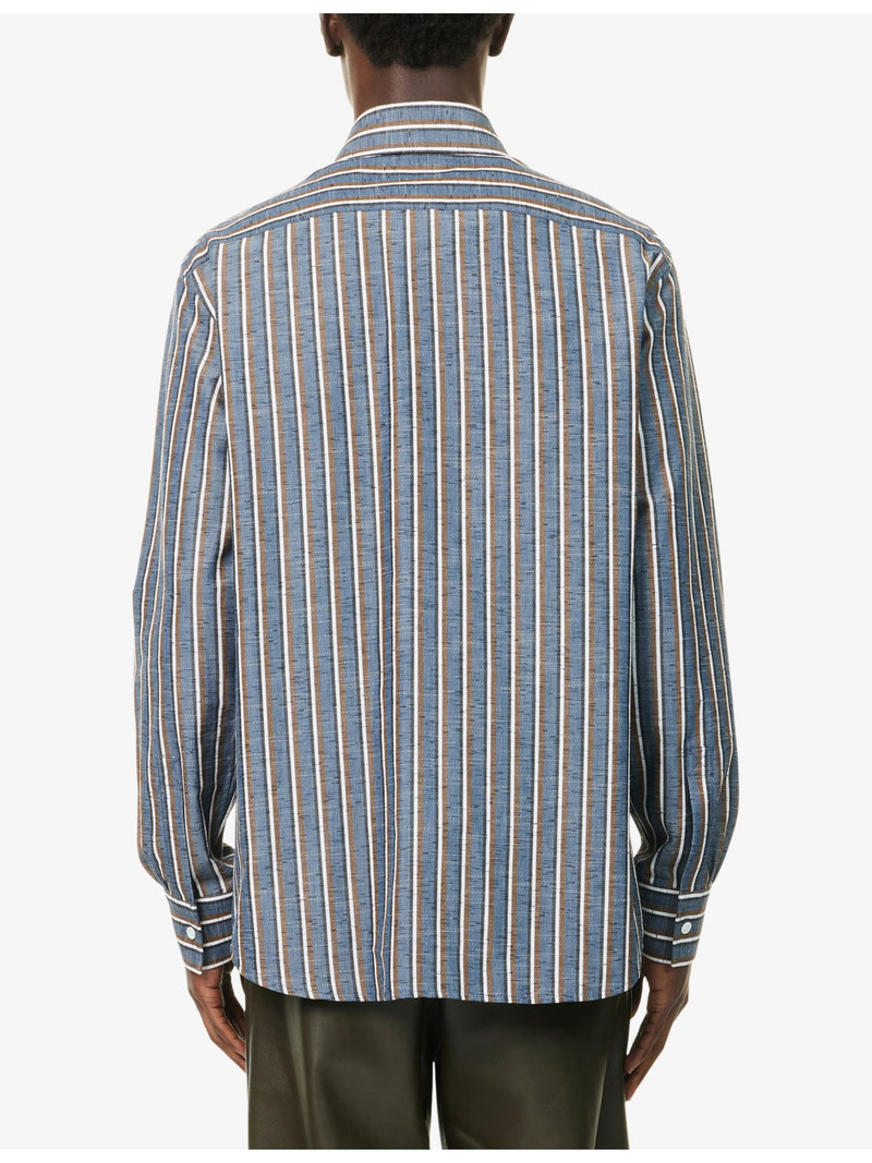 Bold-Stripe Regular-Fit Cotton and Linen-Blend Shirt 4