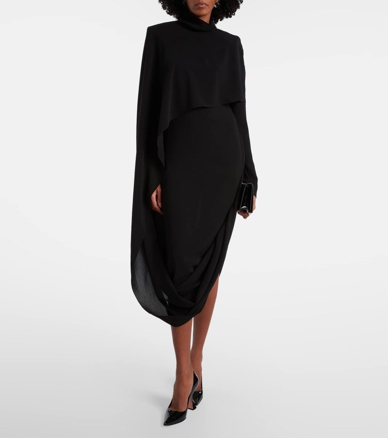MUGLER Asymmetric caped crêpe midi dress outlook