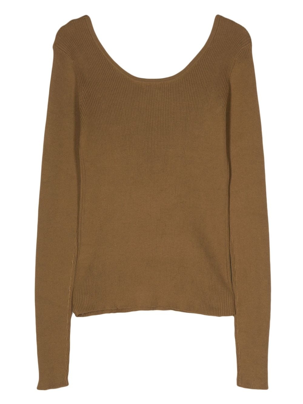 v-neck ribbed-knit jumper - 2