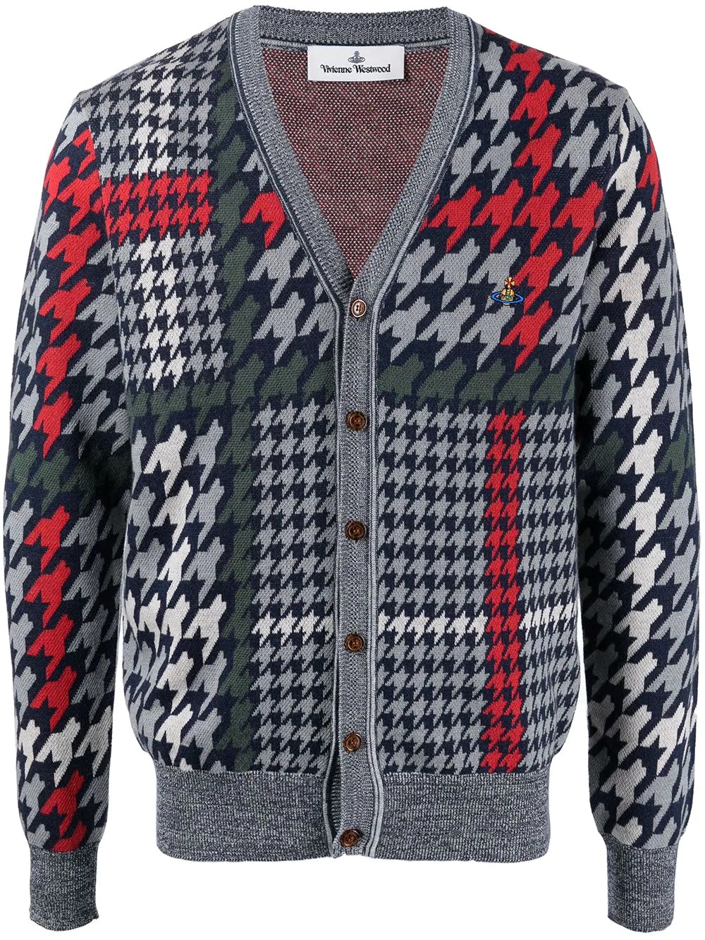 houndstooth-print cardigan - 1