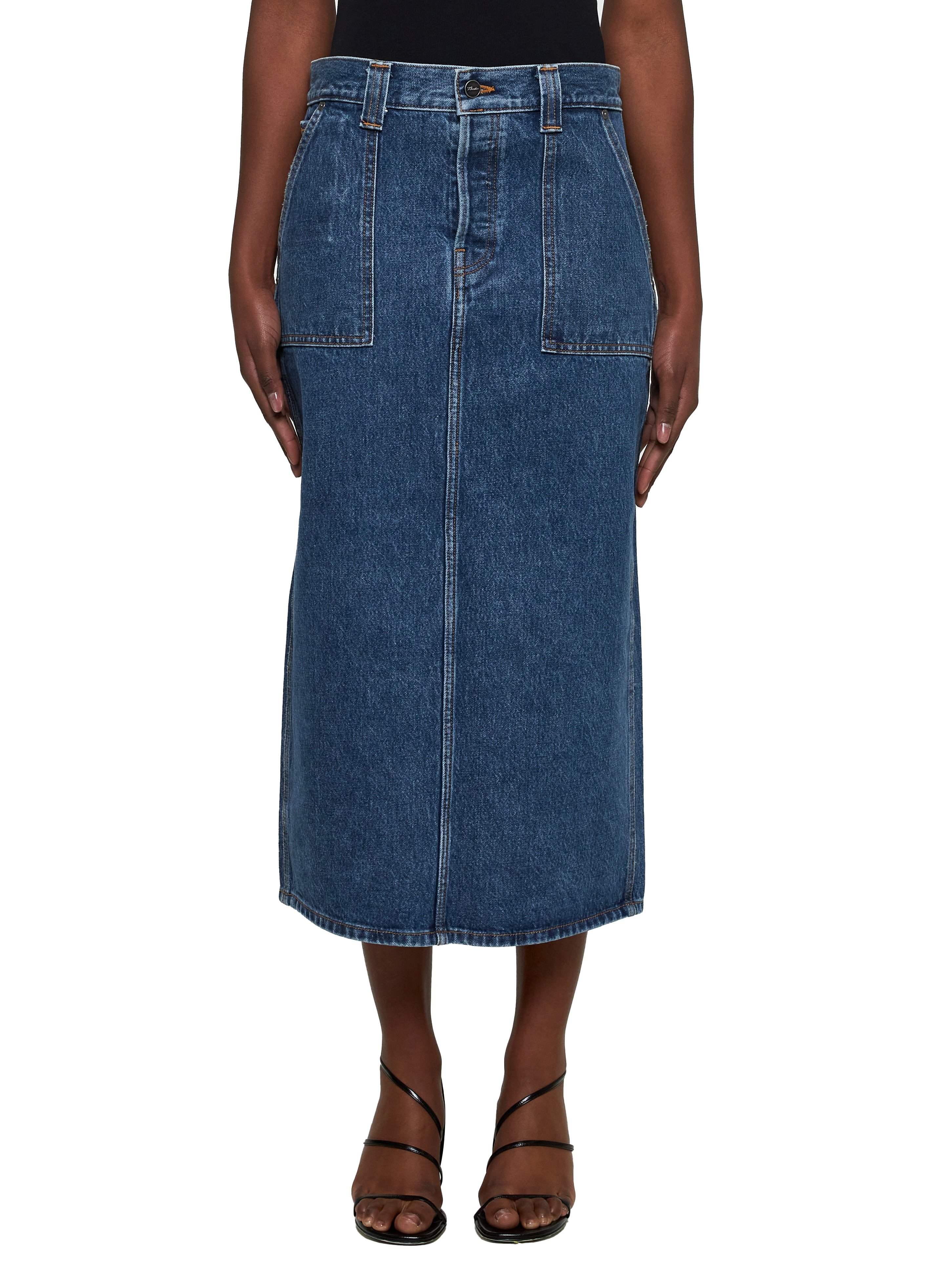 Blue denim Genevieve midi skirt - 3
