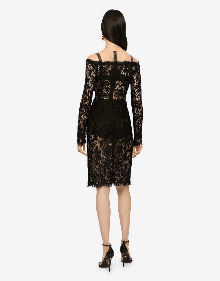 Lace and tulle midi dress - 3
