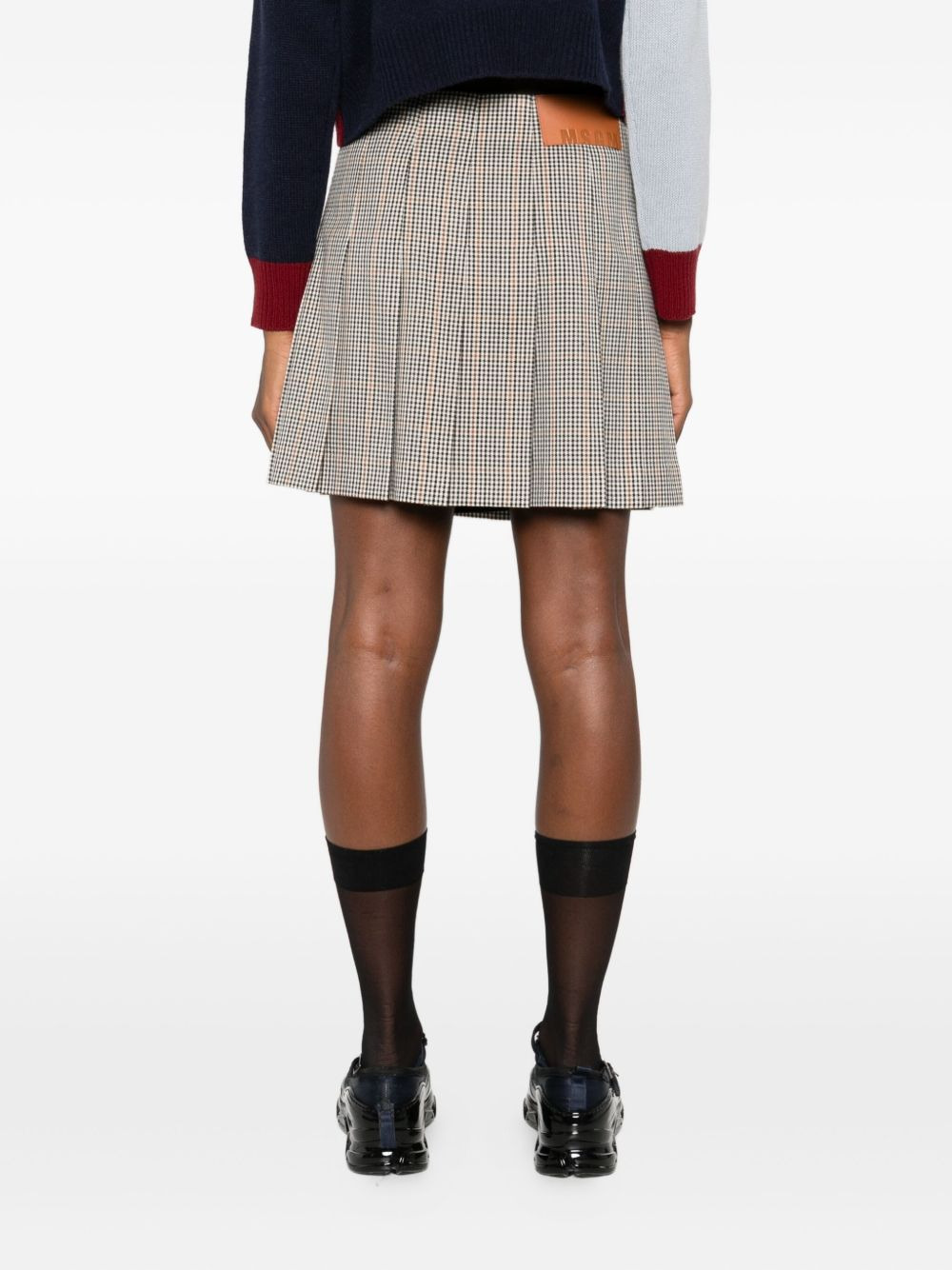 pleated checked mini skirt - 4