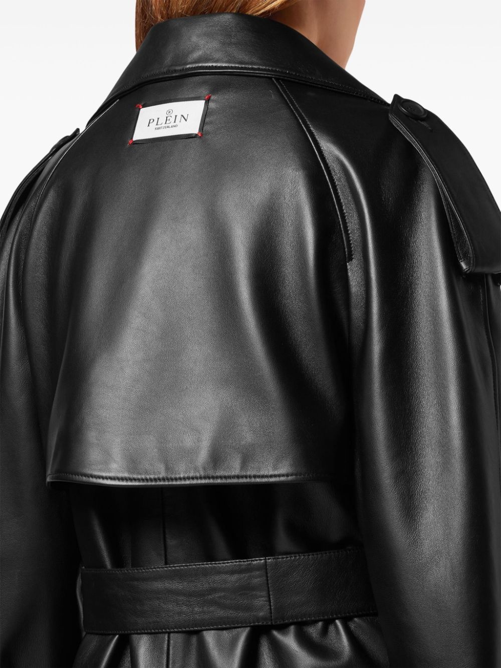 belted leather trench coat - 5