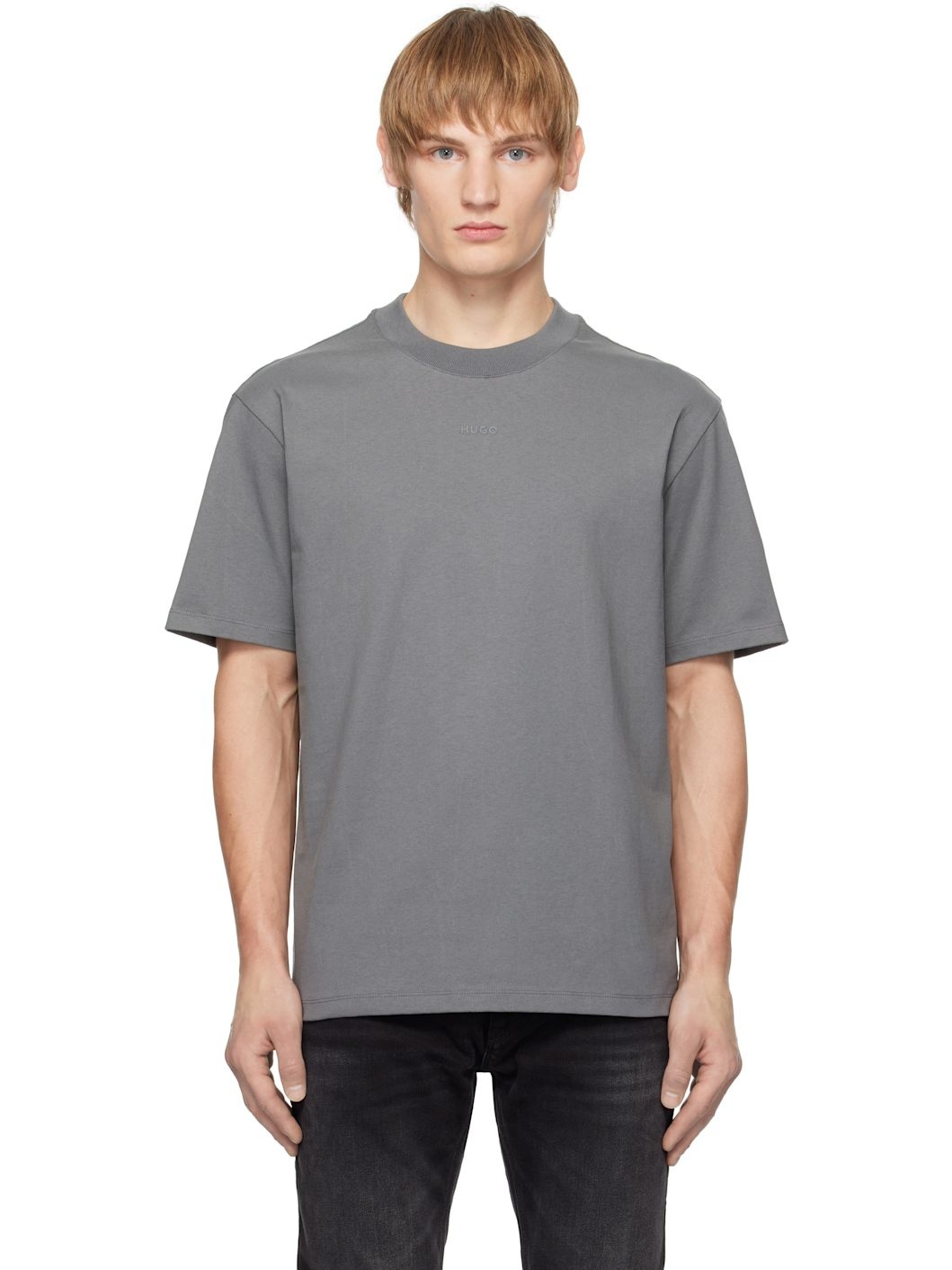 Gray Relaxed-Fit Cotton T-Shirt - 1