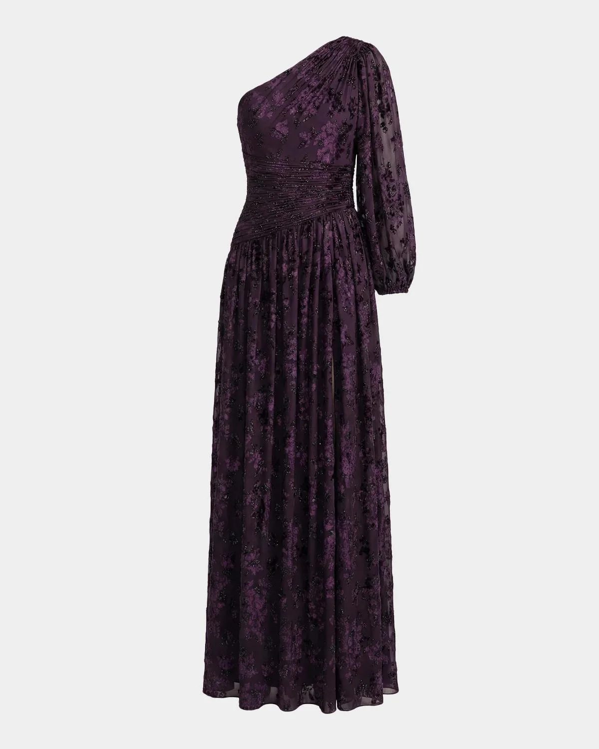 One-Shoulder Burnout Velvet Gown - 1