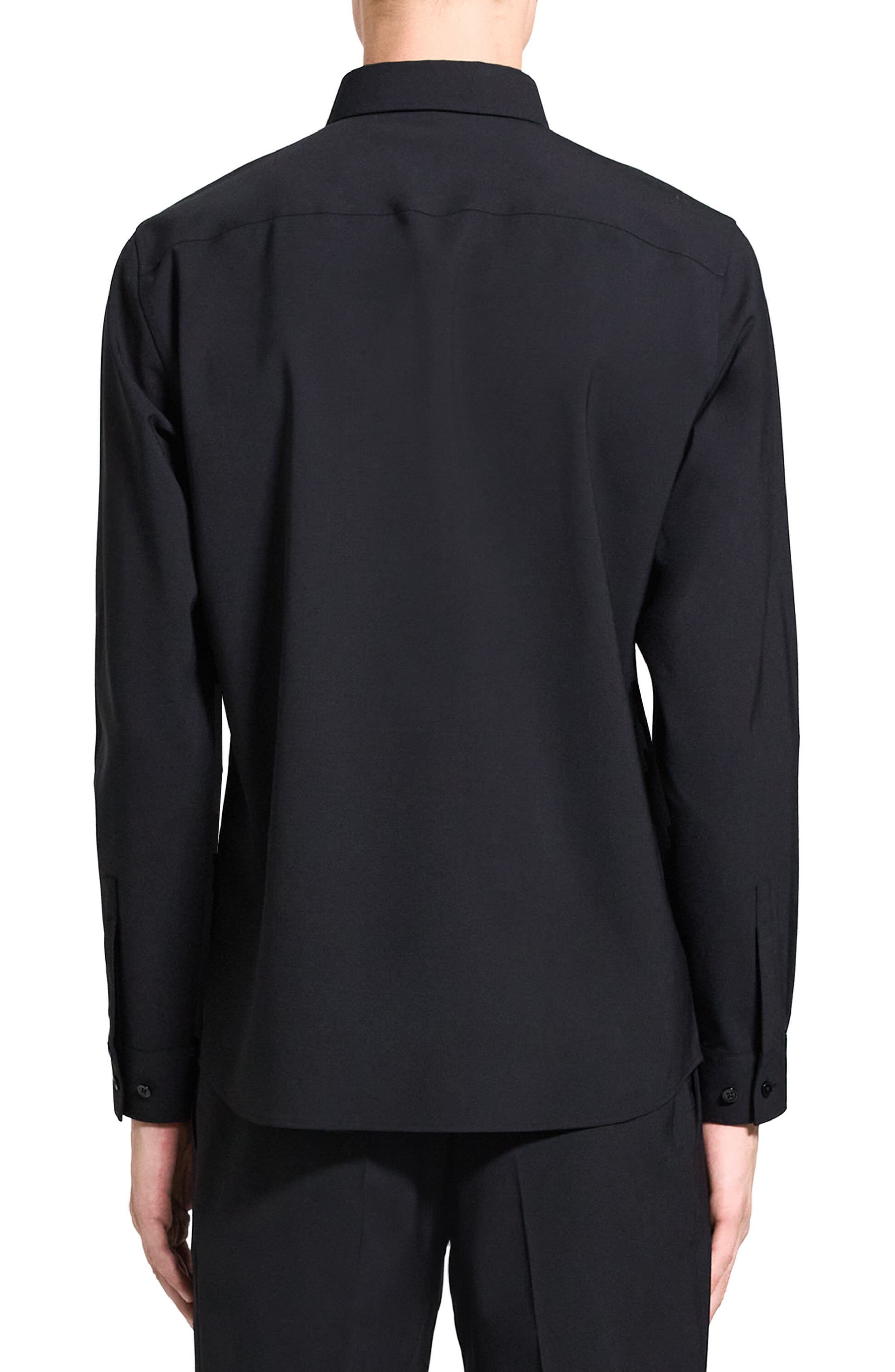 Theory Hugh Stretch Virgin Wool Button-Down Shirt in Black at Nordstrom - 3