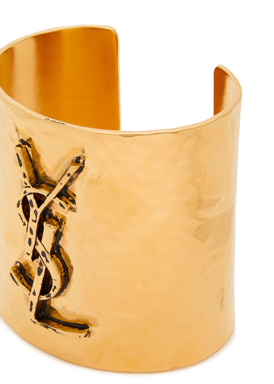 Saint Laurent Logo Hammered Cuff - 4