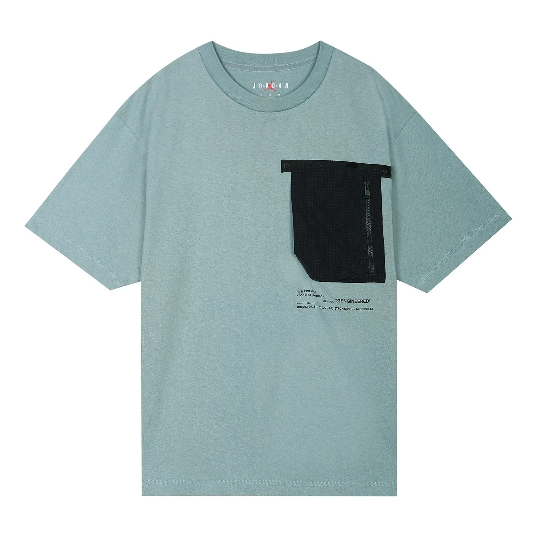 Air Jordan 23 Engineered Colorblock Pocket Round Neck Casual Short Sleeve Gray Black DM1389-041 - 1