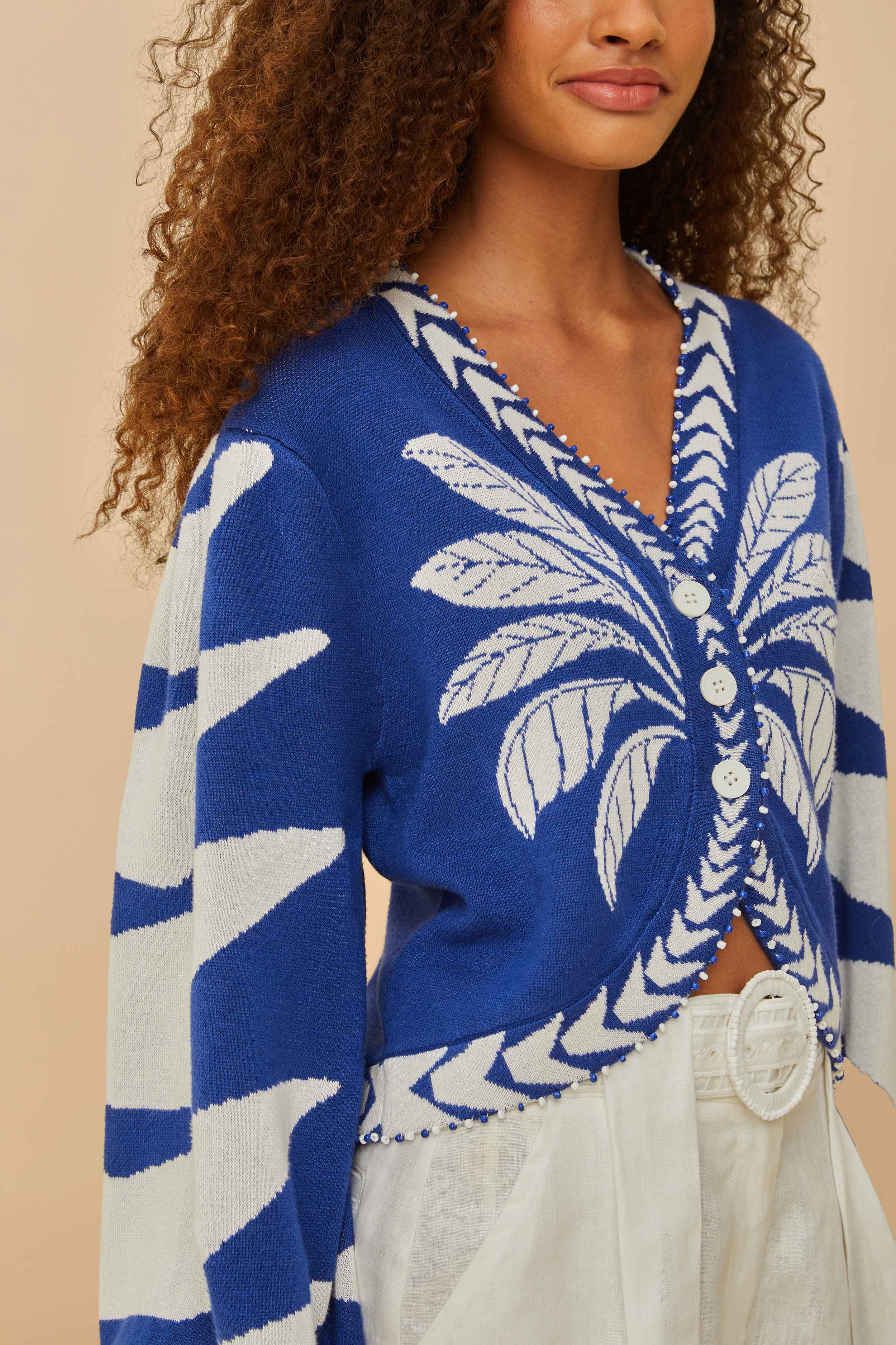 Blue Palms Graphic Knit Cardigan - 2
