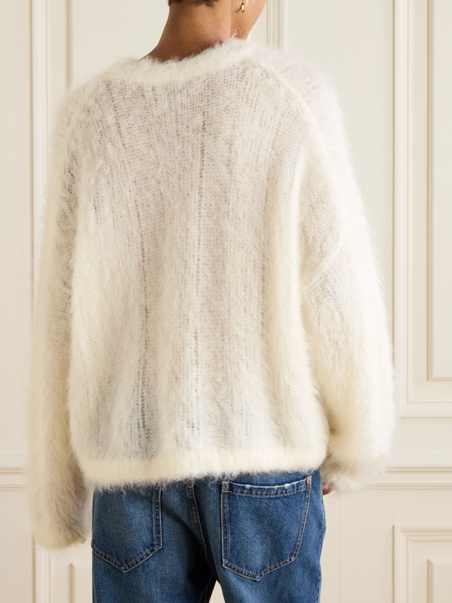 Open-knit mohair and silk-blend sweater Ecru - 4