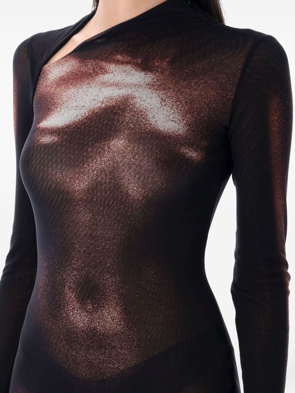mesh body-print jumpsuit - 3