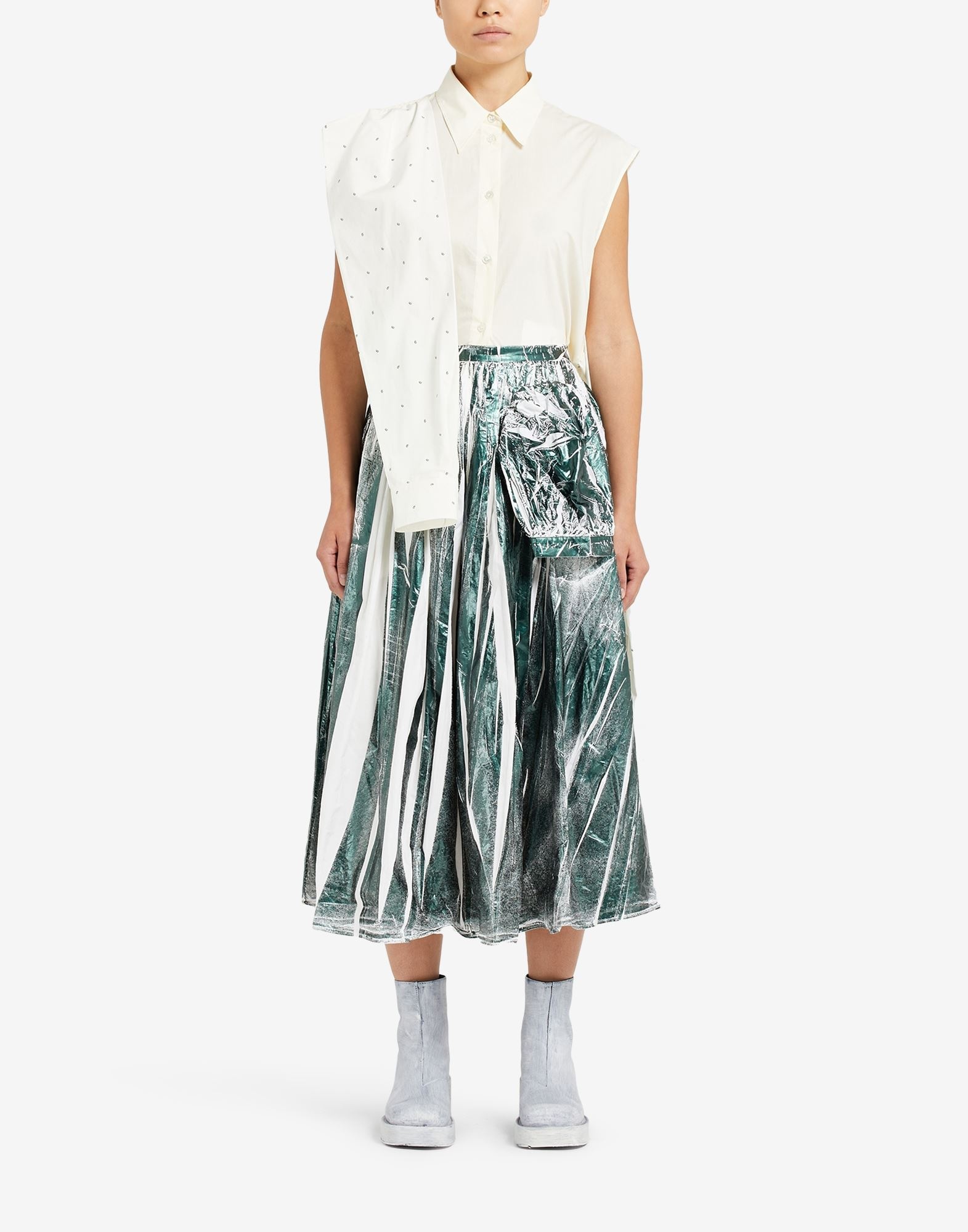 Gathered skirt with hanging sleeves - 2