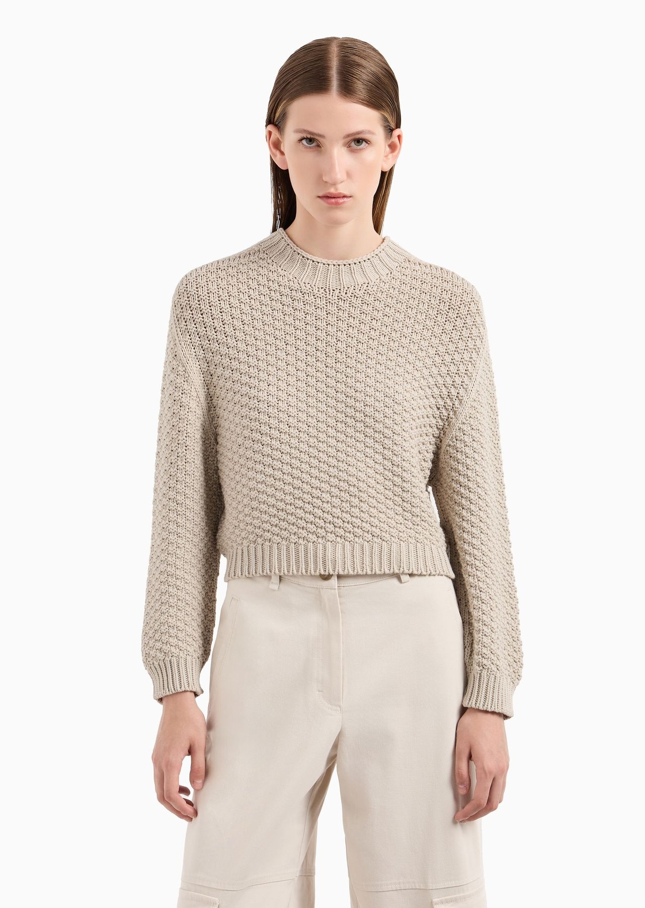 Seamless boxy-fit jumper with moss-stitch knit - 2