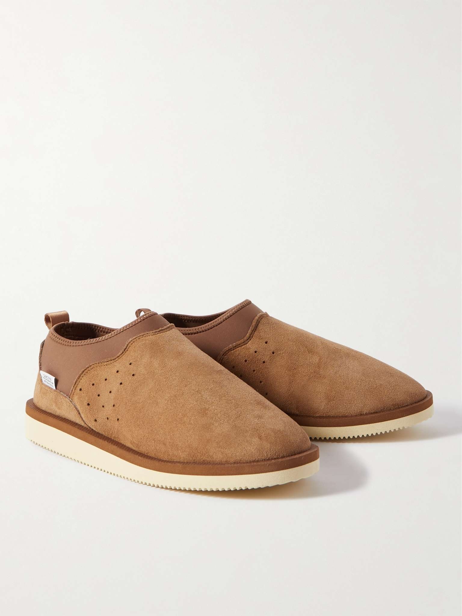 RON-M2ab-MID Shearling-Lined Suede and Jersey Slippers - 8