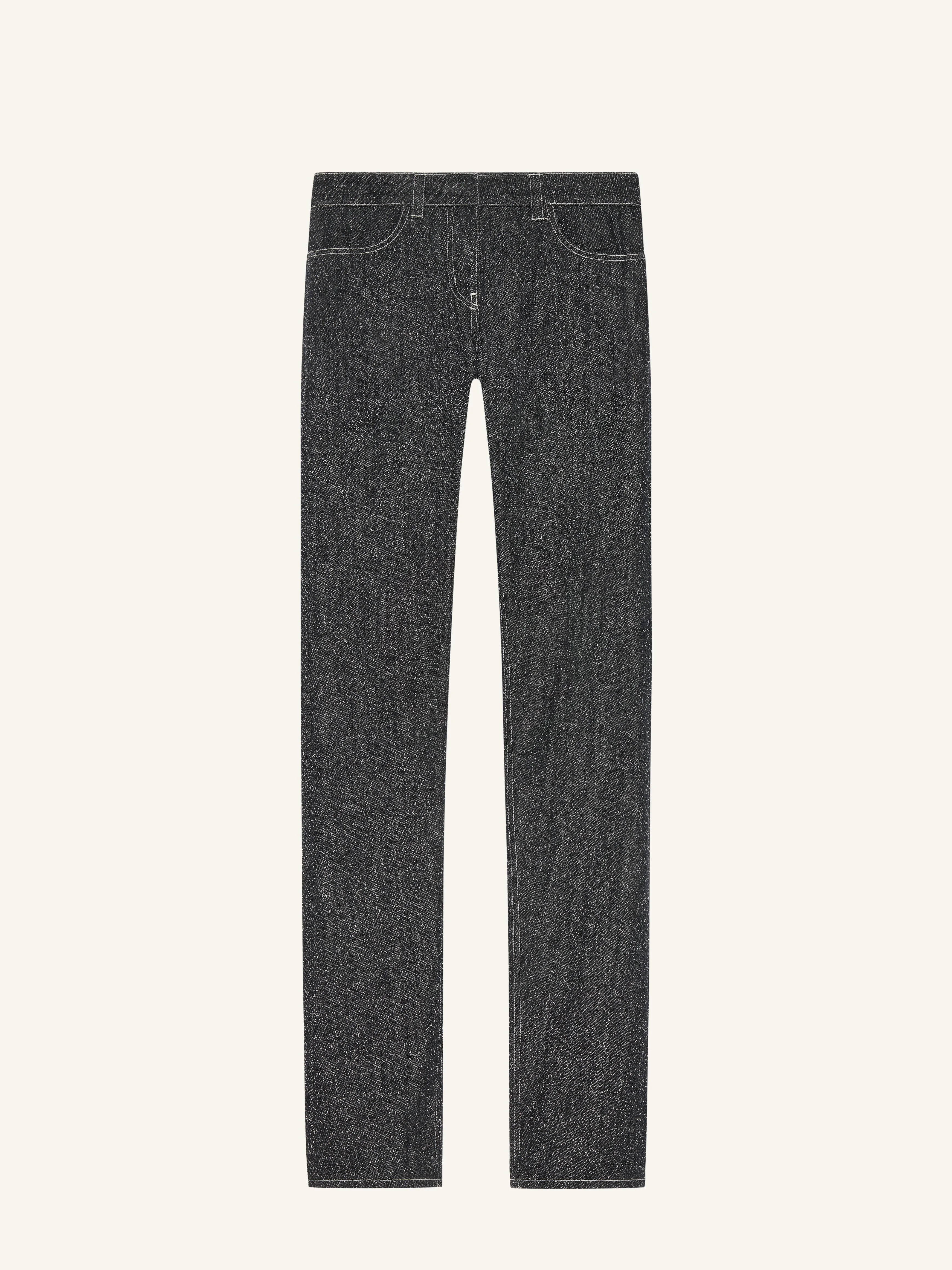 DENIM TWEED STRAIGHT PANTS - 1