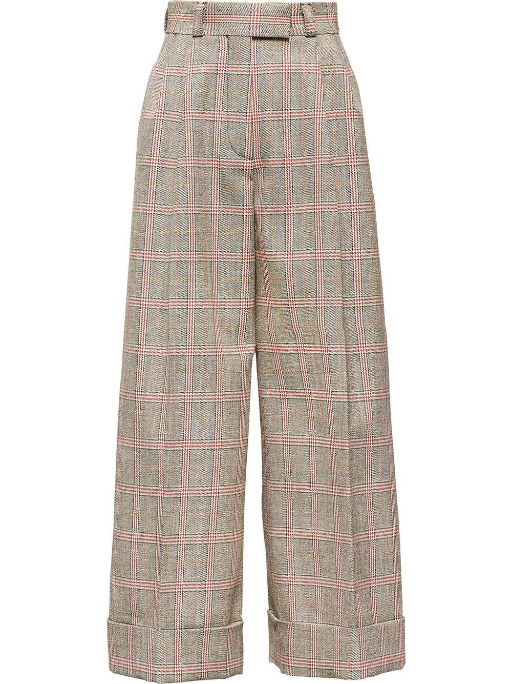 plaid cropped wide-leg trousers - 1