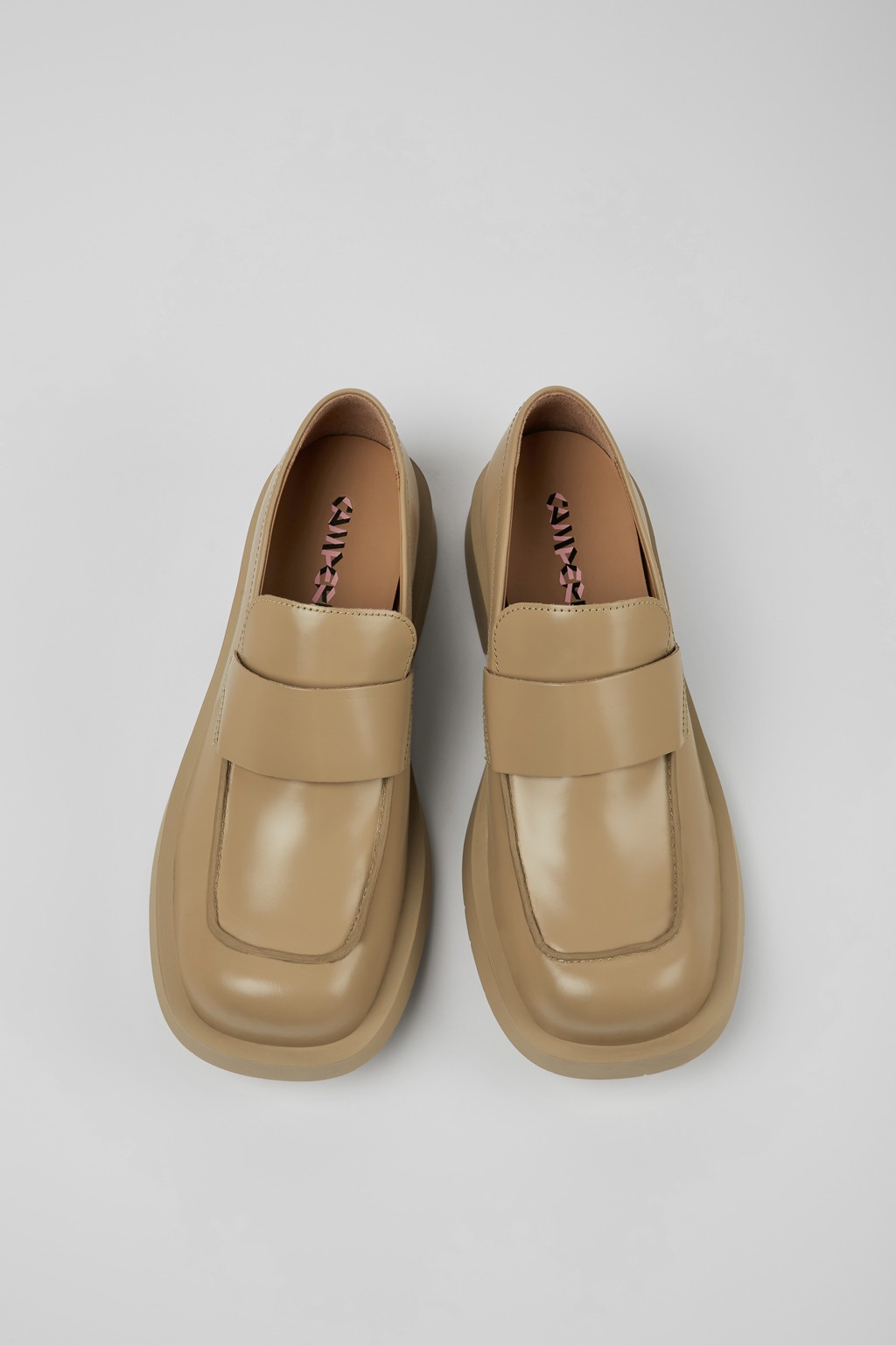 Beige leather loafers - 4