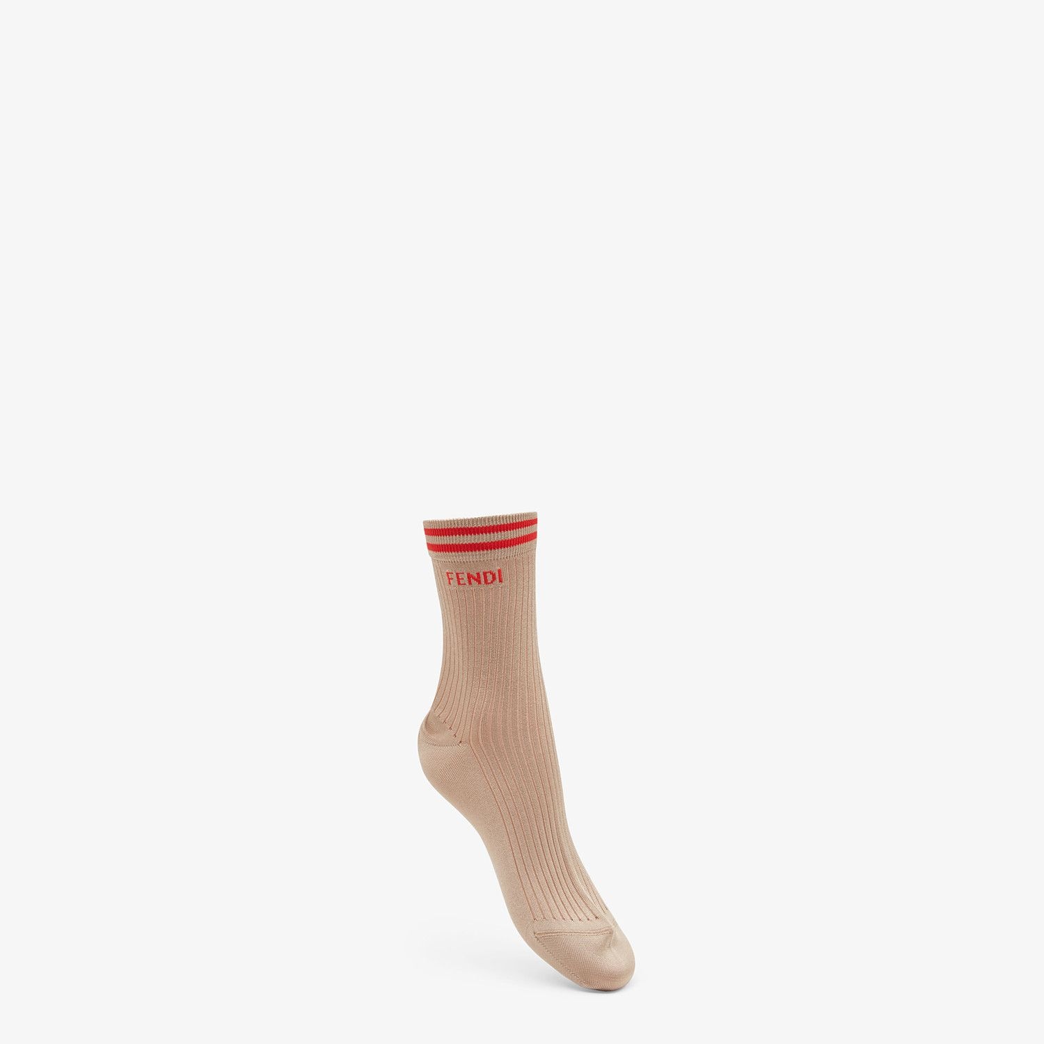 Beige knit socks - 1