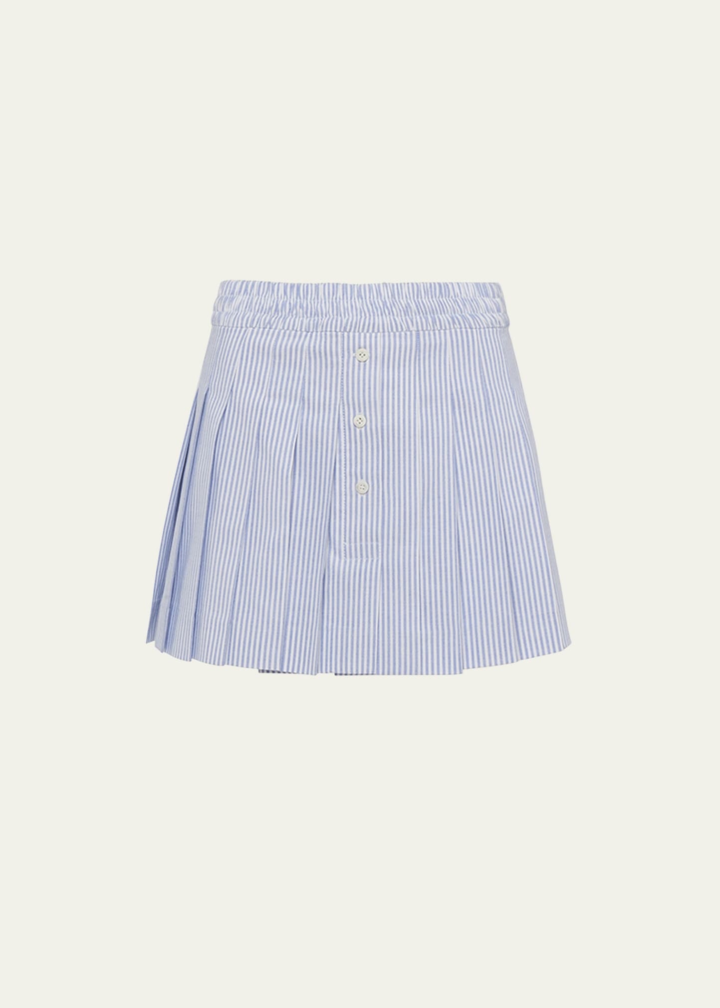 Stripe Oxford Pleated Mini Skirt - 1