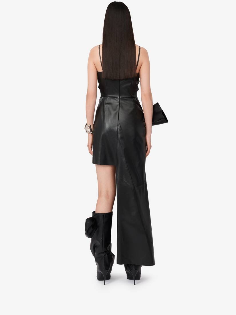 Women's Knotted Drape Dress in Black - 4