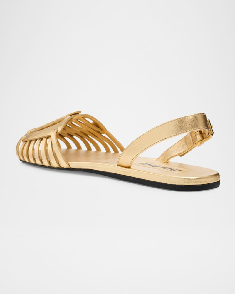Huarache Metallic Leather Slingback Flats 4