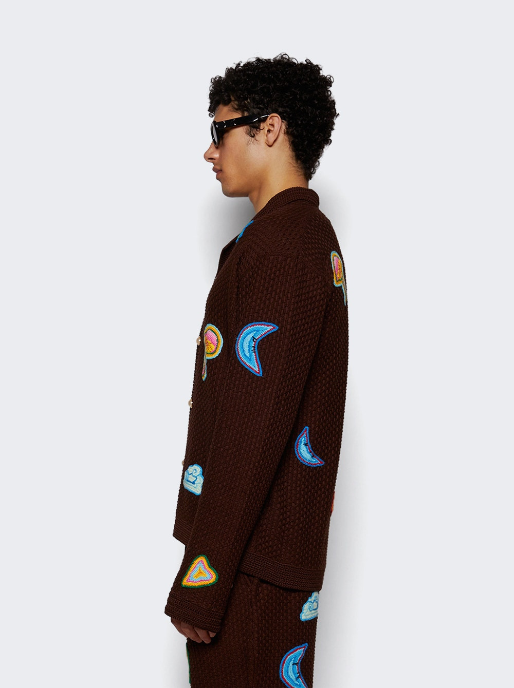 Crochet Shirt With Patches Brown - 3