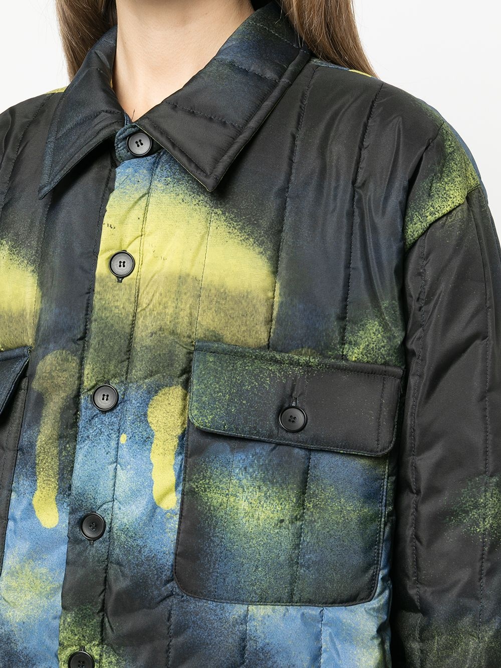 tie dye-print padded coat - 5