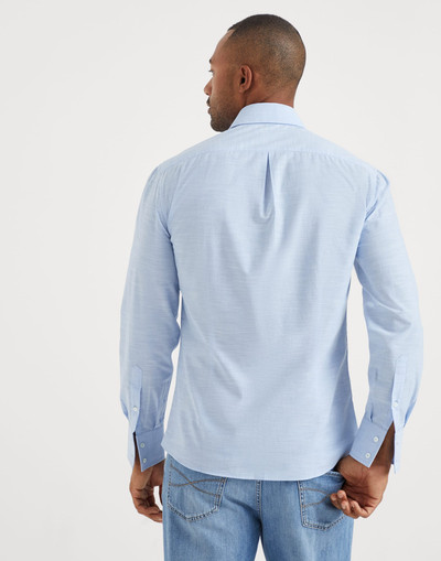 Brunello Cucinelli Lightweight Oxford slim fit shirt with spread collar outlook