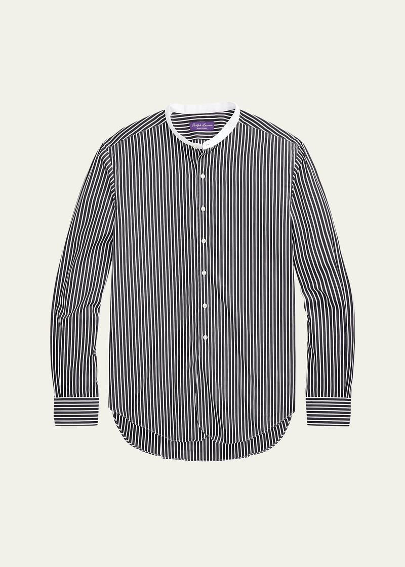 Men's Striped Band-Collar Sport Shirt 1