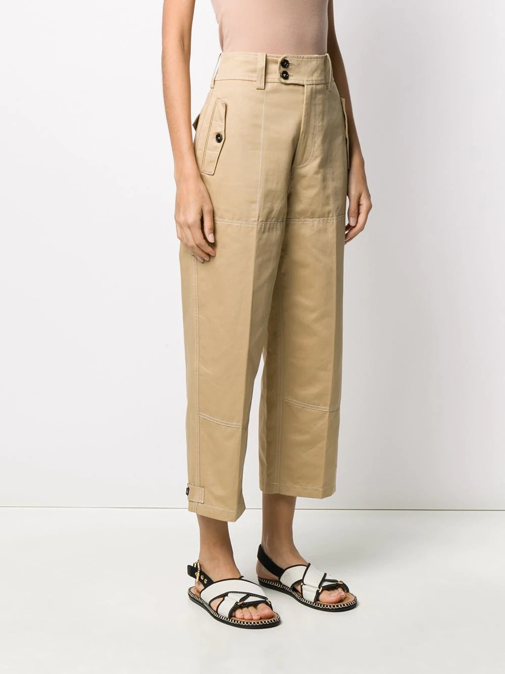 contrast top-stitching cropped trousers - 3