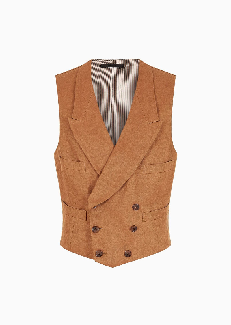 Double-breasted linen gilet 1