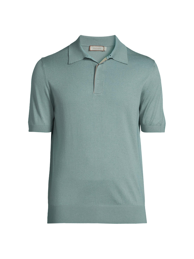 Men's Dressy Lux Modern-Fit Suede Placket Polo Shirt - Green 1