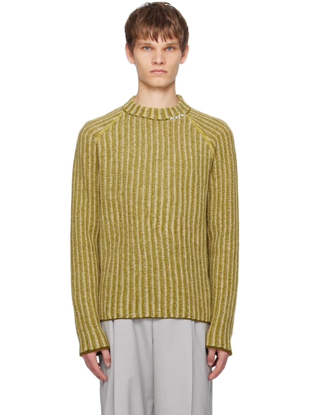 Khaki Degrade Stripes Sweater - 1