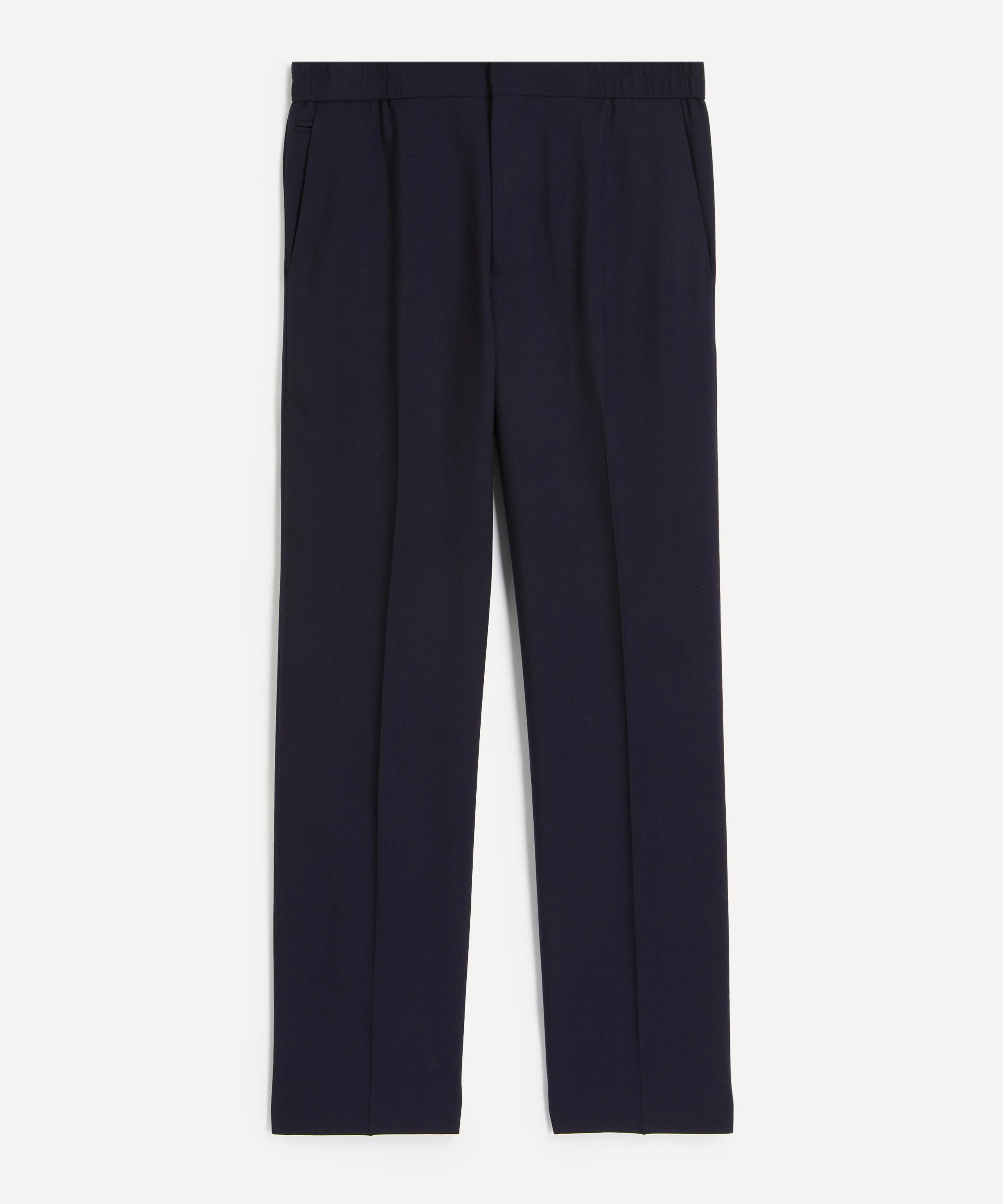 Navy Wool Elasticated-Waist Trousers - 1
