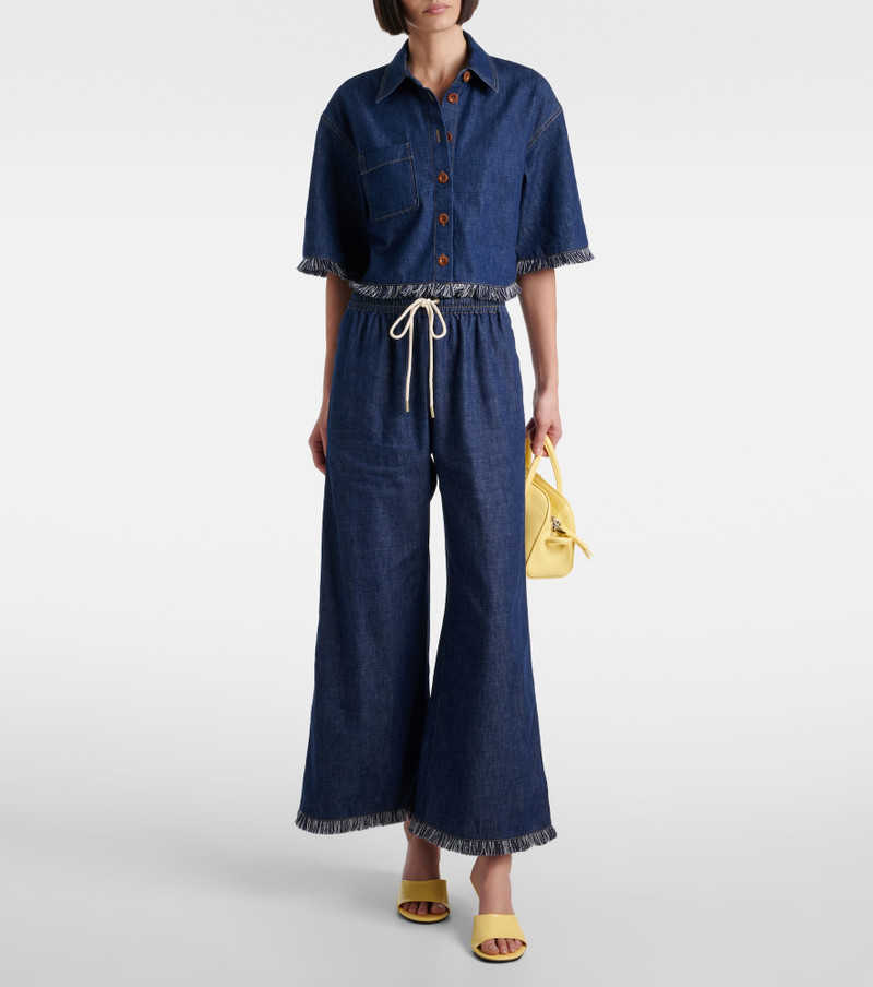 Zimmermann Rhiannon fringed denim wide-leg jeans outlook