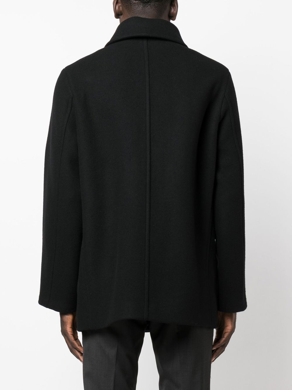 double breasted virgin wool coat - 4