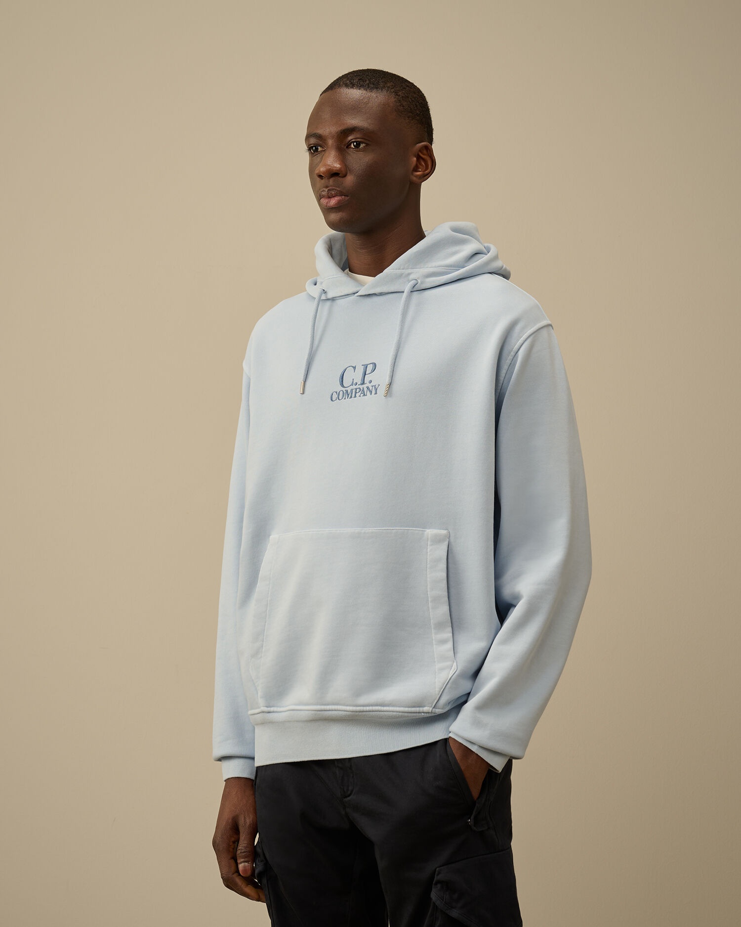 C.P. Company Cotton Diagonal Fleece Resist Dyed Hooded Logo
