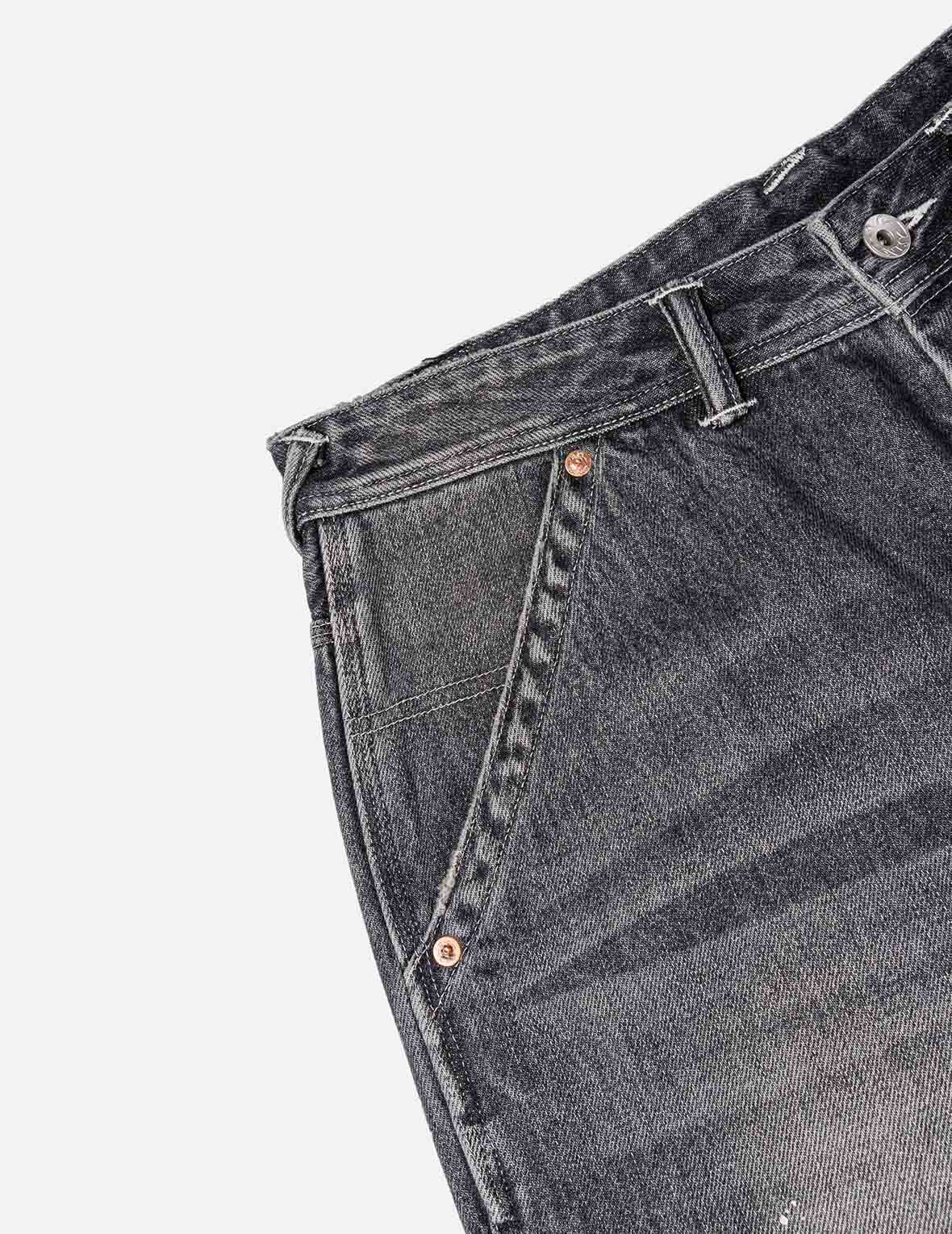 Washed and Distressed Daicock Print Relax Fit Jeans - 9