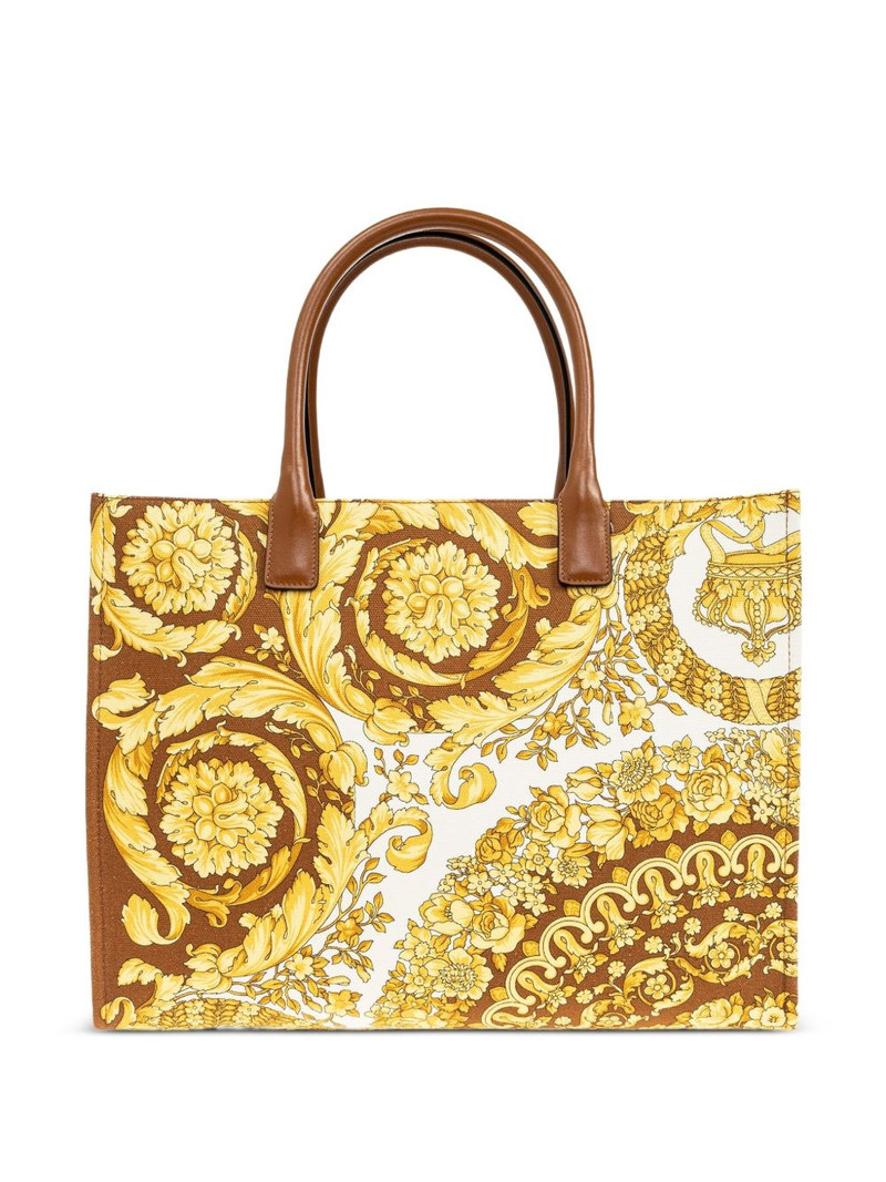 baroque-print logo-appliqué tote bag 1